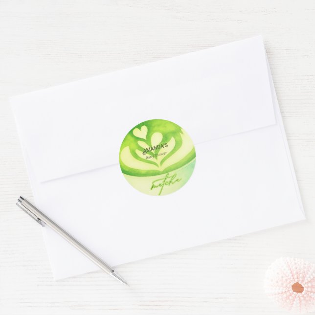 Sticker Rond Célébration de Baby Shower Coupe de Match Vert (Enveloppe)