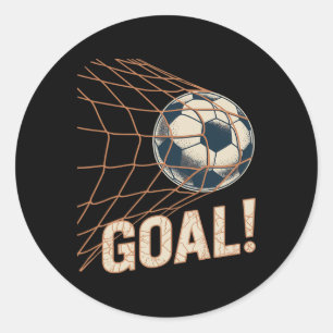 Sticker Rond Célébration de but de football Vintage Byll dans l