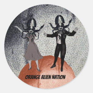 Sticker Rond Célébration de danse d'aliens