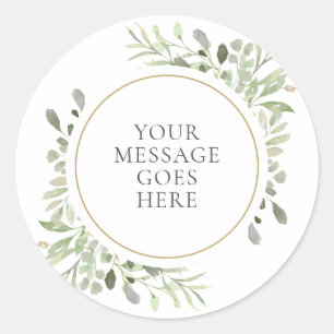 Sticker Rond Célébration de feuilles de verdure à l'aquarelle