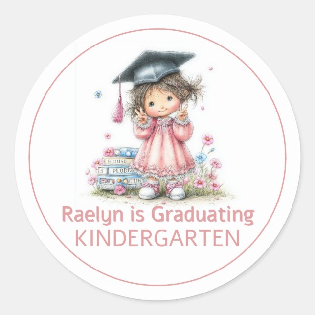 Sticker Rond Célébration de fin d'année de maternelle fantaisis (Devant)