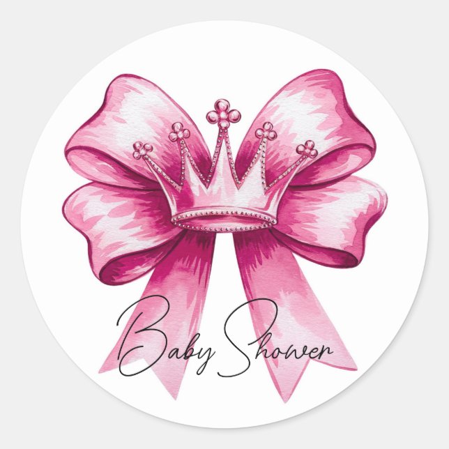 Sticker Rond Célébration de la Bow rose et du Baby shower de la (Devant)