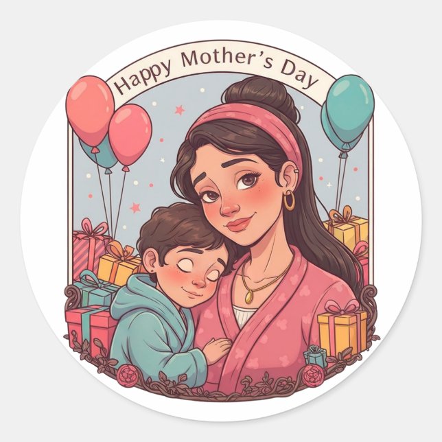 Sticker Rond Célébration de la fête des Mères (Devant)