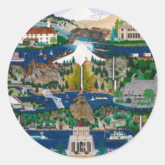 Sticker Rond Célébration de la gorge de Columbia River (Devant)