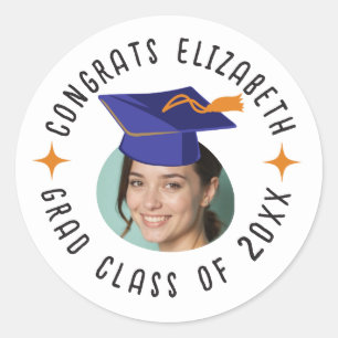 Sticker Rond Célébration de la remise des diplômes avec texte e