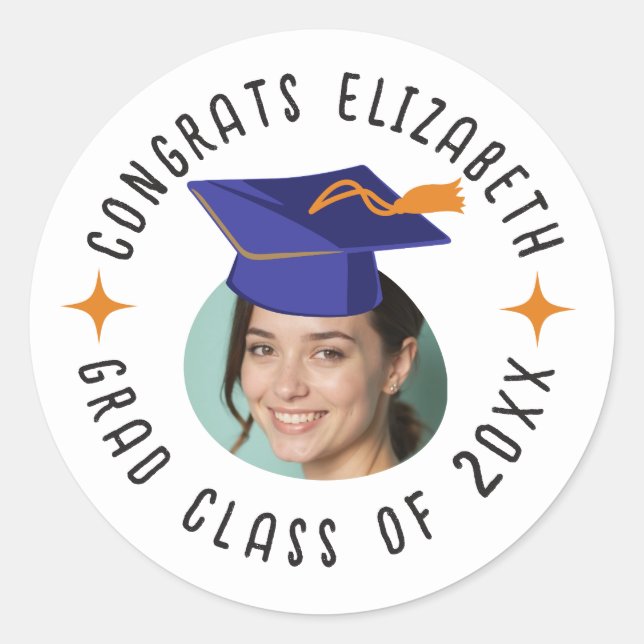Sticker Rond Célébration de la remise des diplômes avec texte e (Devant)