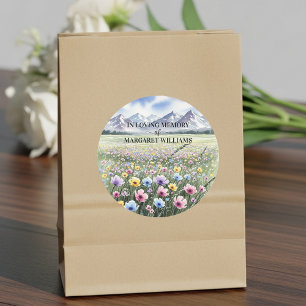 Sticker Rond Célébration De La Vie Fleurs Sauvages Montagnes