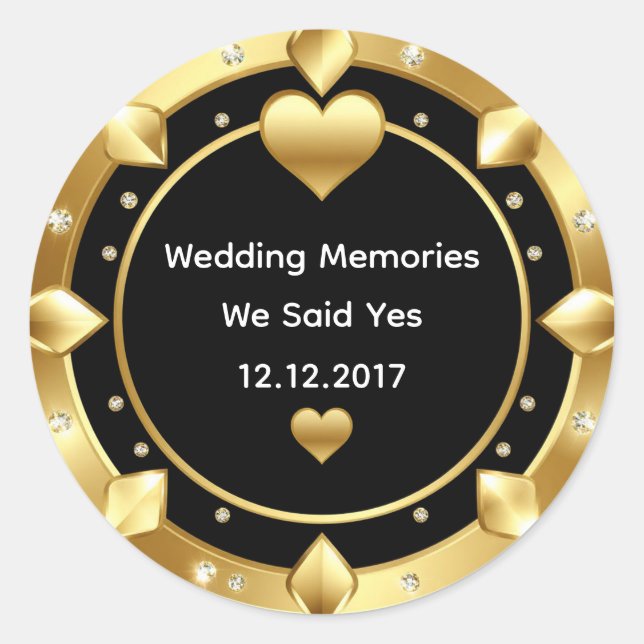 Sticker Rond Célébration de mariage au cœur d'or 🖤 ✨ (Devant)