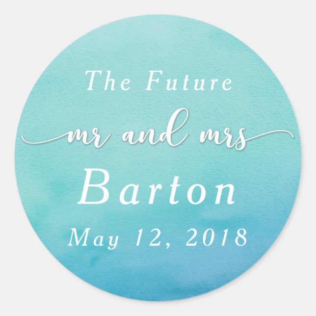 Sticker Rond Célébration de mariage ombré sarcelle et bleu (Devant)