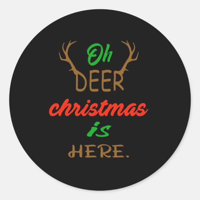 Sticker Rond Célébration de Noël Oh Cerf Création de Vacances (Devant)
