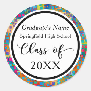 Sticker Rond Célébration de remise de diplômes avec confettis a