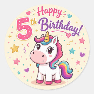 Sticker Rond Célébration des 5 ans de la Licorne Magique