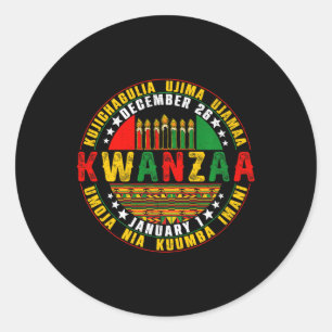 Sticker Rond Célébration des principes Kwanzaa Kinara Bougies P