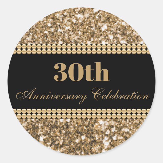 Sticker Rond Célébration du 30e anniversaire Parties scintillan (Devant)
