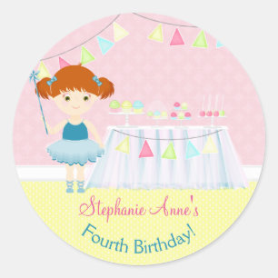 Sticker Rond Célébration du gâteau de Ballerina