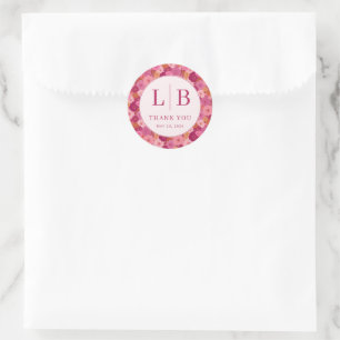 Sticker Rond Célébration florale rose chaud