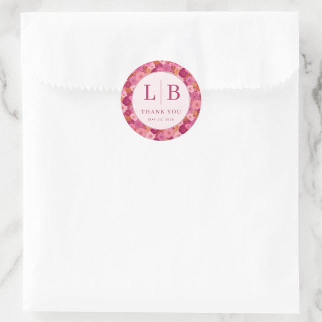 Sticker Rond Célébration Florale Rose Chaud (Sac)