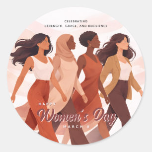 Sticker Rond Célébration moderne de la Journée des femmes heure