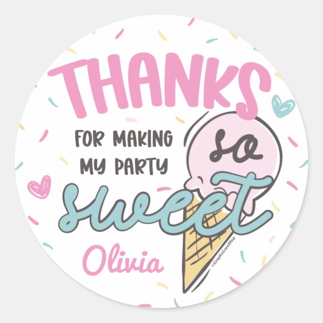 Sticker Rond Célébration Sucrée Glace Anniversaire Merci (Devant)