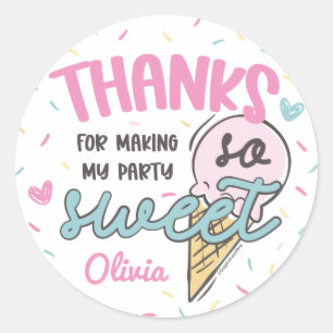 Sticker Rond Célébration Sucrée Glace Anniversaire Merci