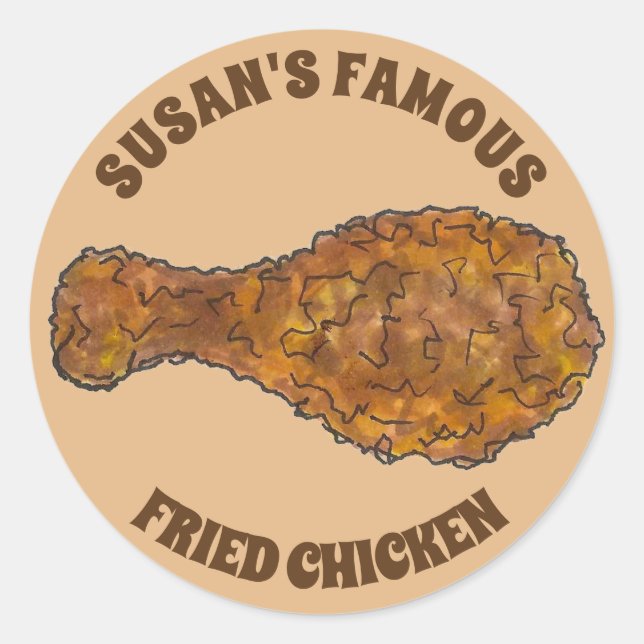 Sticker Rond Célèbre Jambe De Poulet Frit Personnalisé Maison D (Devant)