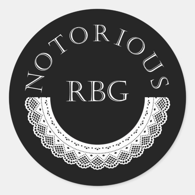 Sticker Rond Célèbre RBG Ruth Bader Ginsburg Lace Collar (Devant)