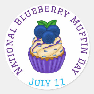 Sticker Rond Célébrer la Journée nationale du muffin aux bleuet