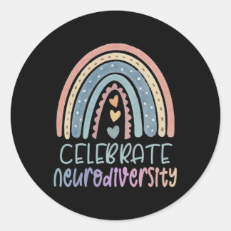 Sticker Rond Célébrer la neurodiversité Santé mentale Autisme A