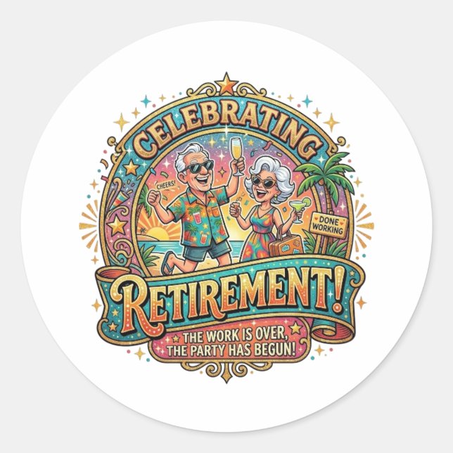 STICKER ROND CÉLÉBRER LA RETRAITE (Devant)