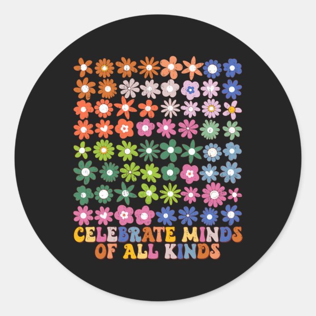 Sticker Rond Célébrer Les Esprit De Toutes Sortes D'Autisme Fle (Devant)