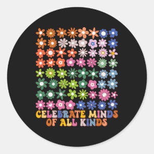 Sticker Rond Célébrer les esprits de toutes sortes Fleur groovy