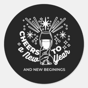 Sticker Rond Célébrer les nouveaux débuts Vin Verre Illustratio