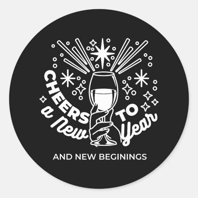 Sticker Rond Célébrer les nouveaux débuts Vin Verre Illustratio (Devant)