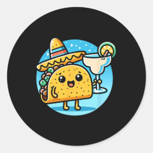Sticker Rond Célébrer Taco Margarita Festive Mexicaine Food Cin