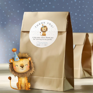 Sticker Rond Célébrez avec une ruée ! Anniversaire du lion du g