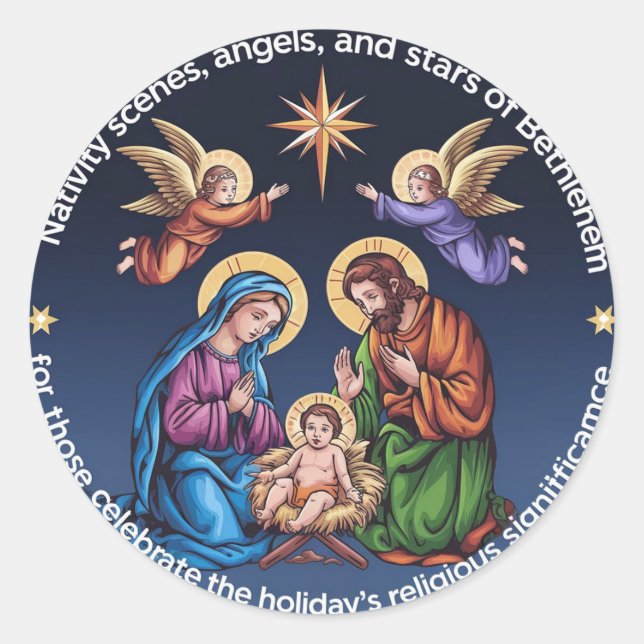 Sticker Rond Célébrez la joie des fêtes de Noël (Devant)