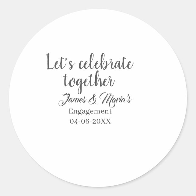 Sticker Rond Célébrons ensemble la fête de fiançailles nom date (Devant)