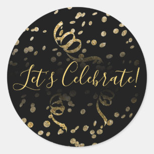 Sticker Rond Celelbrate Gold Confetti