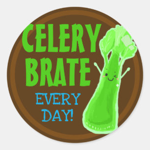 Sticker Rond Celerybrate tous les jours - Célery Pun