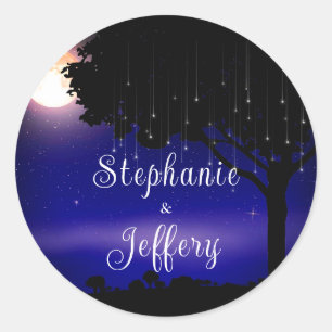 Sticker Rond Céleste étoile Arbre de nuit String Mariage de lum