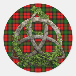 Sticker Rond Céleste Trinity Knot Et Clan Kerr Tartan