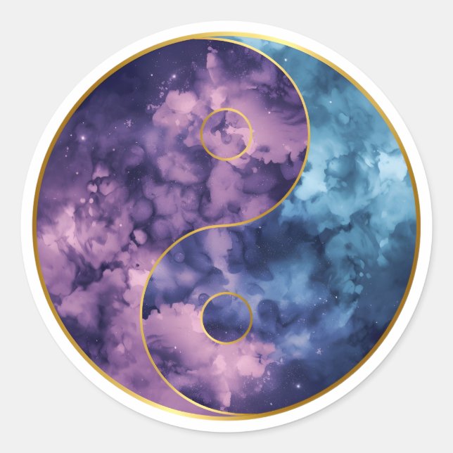 Sticker Rond Celestial Yin‑Yang Cosmic Balance (Devant)