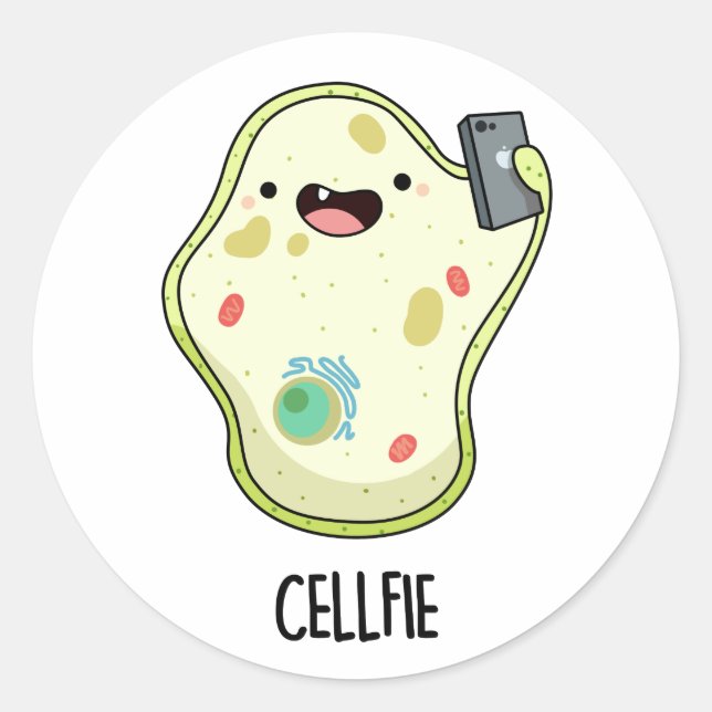 Sticker Rond Cellfie Funny Biologie Selfie Pun (Devant)