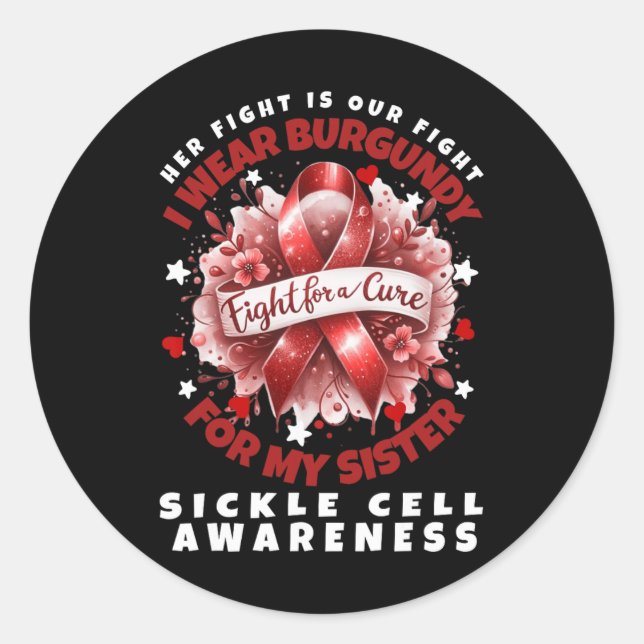 Sticker Rond Cellule De Faucille Son Combat Est Mon Soutien Soe (Devant)