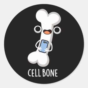 Sticker Rond Cellule Os Funny Cellule Téléphone Pun Dark BG