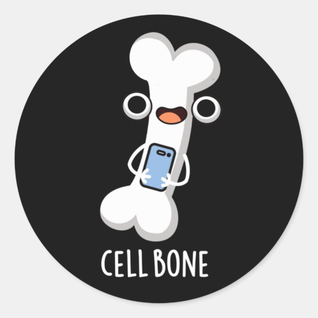 Sticker Rond Cellule Os Funny Cellule Téléphone Pun Dark BG (Devant)