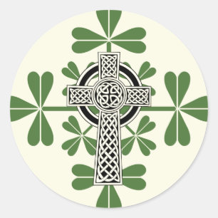 Sticker Rond Céltic Cross Shamrock St. Patricks Day