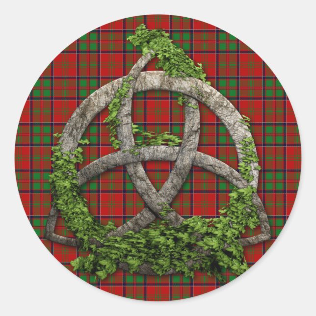 Sticker Rond Céltic Trinity Knot Et Clan MacDonald De Glencoe (Devant)