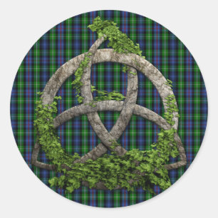Sticker Rond Céltic Trinity Knot Et Clan MacKenzie Tartan