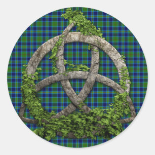 Sticker Rond Celtic Trinity Knot Et Clan Miller Tartan